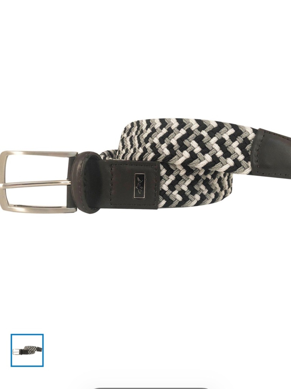 Greg Norman Collection Black & White Woven Stretch Belt Sizes 42 and 44